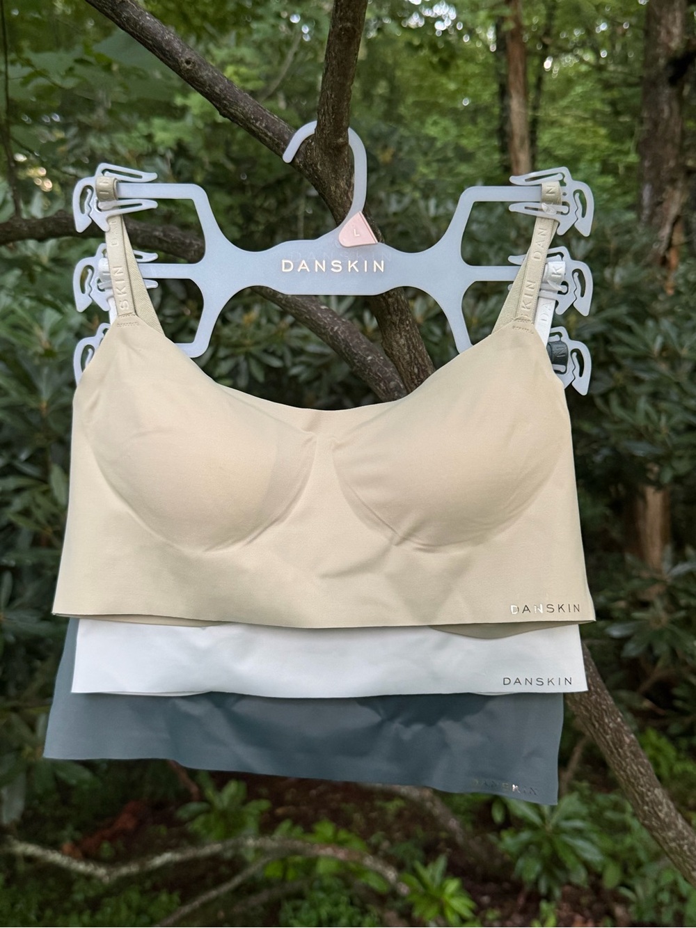 NWT Danskin Wireless & Seamless Bralette Set - Cream, White, Gray Size L